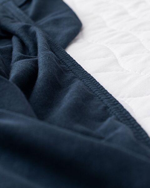 Double Elastic 100% Cotton Combed Bed Sheet - Navy Blue - 2