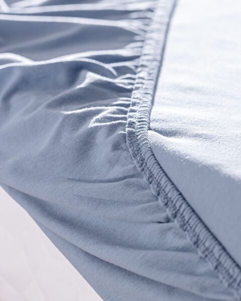 Valeria Çift Kişilik %100 Pamuk Lastikli Penye Çarşaf - Koyu Mavi - 1