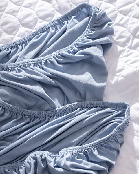 Valeria Çift Kişilik %100 Pamuk Lastikli Penye Çarşaf - Koyu Mavi - 4