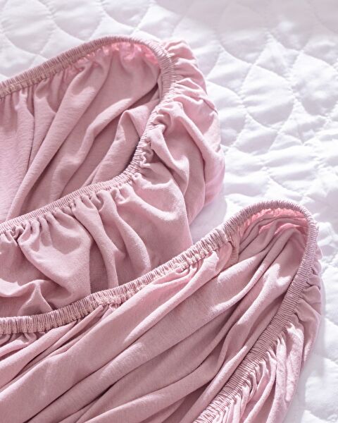 Drap de lit élastique peigné Valeria King Size 100 % coton - Rose poussiéreuse - 4