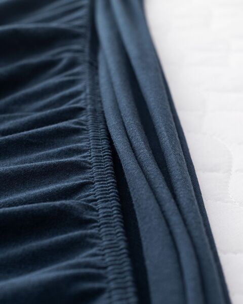 Drap de lit élastique 100% coton peigné King Size - Bleu marine - 2
