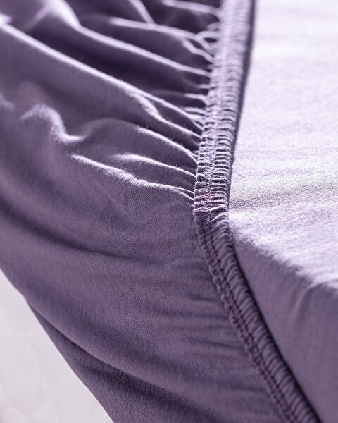 Drap peigné élastique 100 % coton Valeria King Size Plus - Violet - 1