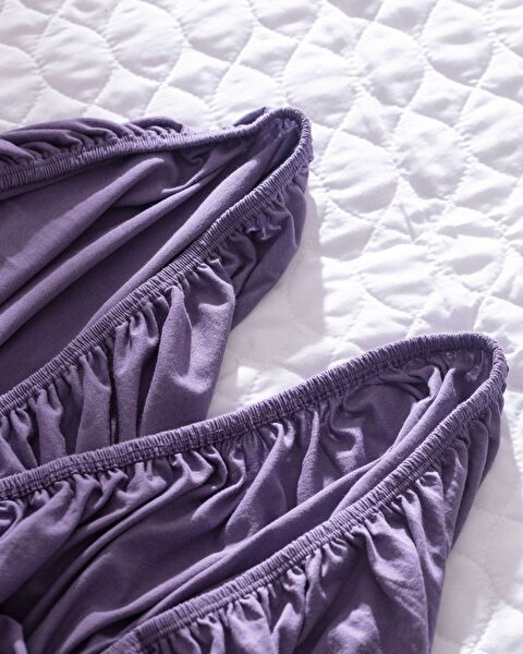 Drap peigné élastique 100 % coton Valeria King Size Plus - Violet - 4