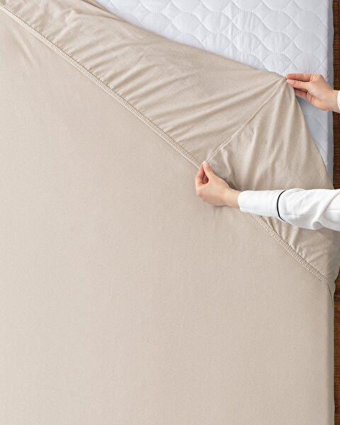 Drap de lit simple élastique 100 % coton peigné Valeria - 0