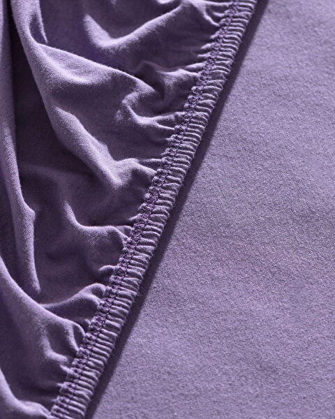 Drap de lit simple peigné élastique 100 % coton Valeria - Violet - 2