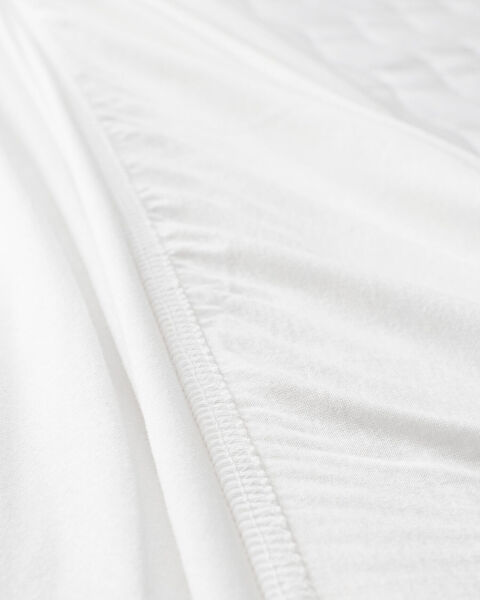 Drap de lit simple élastique 100 % coton peigné - Blanc - 2