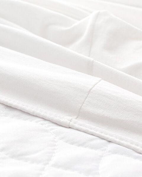Drap de lit simple élastique 100 % coton peigné - Blanc - 1