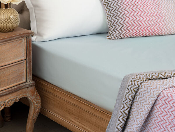 Eloise 100% Cotton Ranforce Single Fitted Sheet - Blue - 0