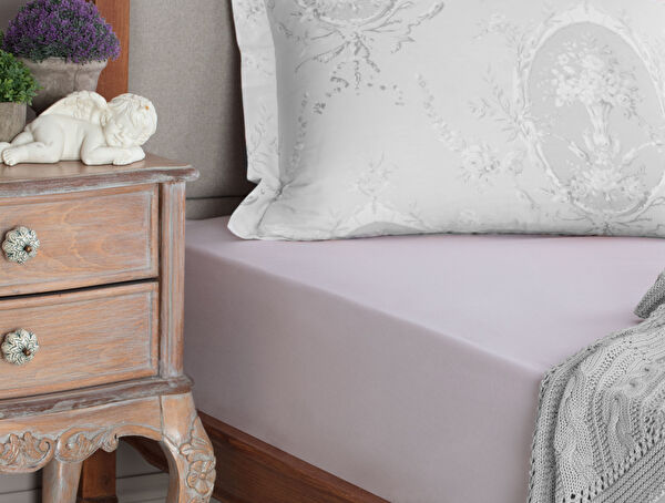 Drap-housse simple Ranforce 100 % coton Eloise - Prune clair - 0