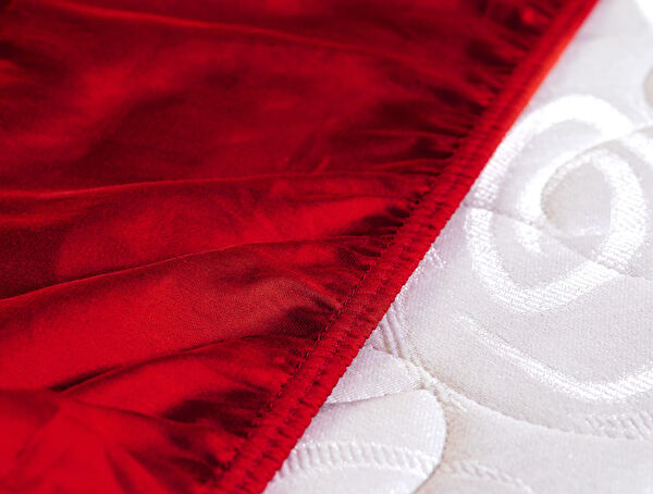 Drap-housse simple en satin Ciel - Rouge - 3