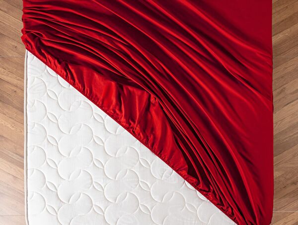 Drap-housse simple en satin Ciel - Rouge - 0