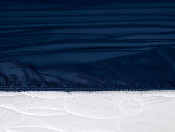 Ciel Double Elastic Satin Sheet - Navy Blue - 1