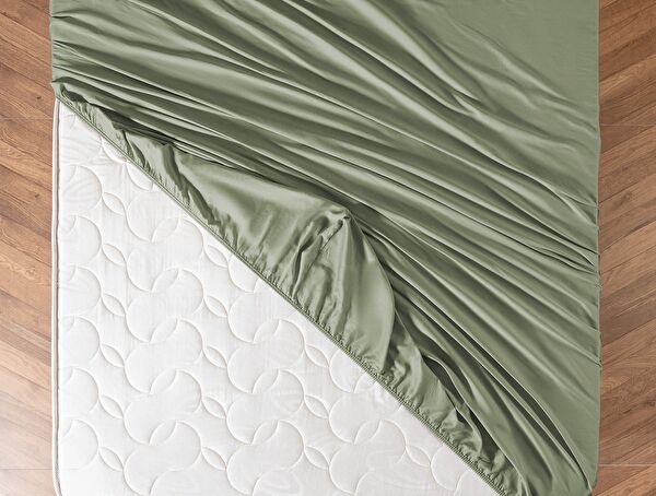 Ciel Double Elastic Satin Sheet - Khaki - 0