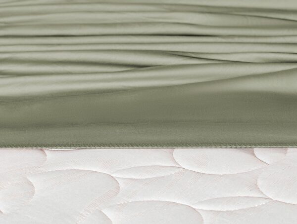 Ciel Double Elastic Satin Sheet - Khaki - 1
