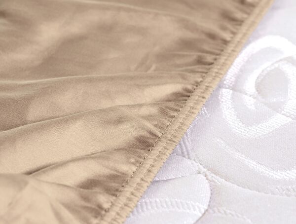 Ciel King Size Plus Elastic Satin Sheet - Beige - 3