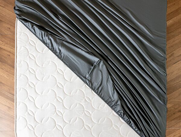 Ciel King Size Plus elastisches Satin-Bettlaken – Dunkelgrau - 0