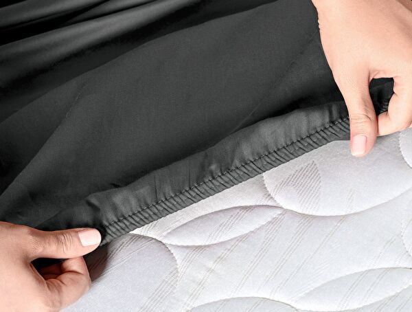 Ciel King Size Plus elastisches Satin-Bettlaken – Dunkelgrau - 2