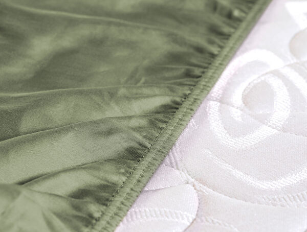 Ciel King Size Plus Elastic Satin Sheet - Khaki - 3