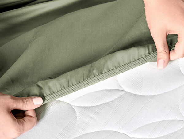 Ciel King Size Plus Elastic Satin Sheet - Khaki - 2