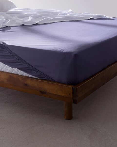 Manon Single 100% Cotton Elastic Ranforce Bed Sheet - Purple - 0