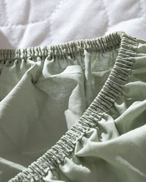 Manon Single 100% Cotton Elastic Ranforce Bed Sheet - Green - 4