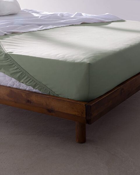Manon Single 100% Cotton Elastic Ranforce Bed Sheet - Green - 0