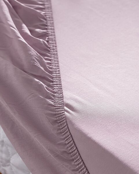 Manon Single 100% Cotton Elastic Ranforce Bed Sheet - Dried Rose - 1