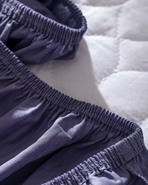 Drap de lit Ranforce élastique 100 % coton Manon Single Plus - Violet - 4