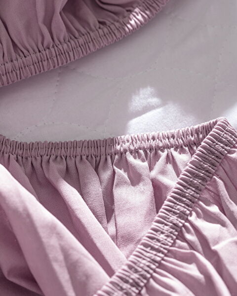 Manon Single Plus 100% Cotton Elastic Ranforce Bed Sheet - Dusty Rose - 4