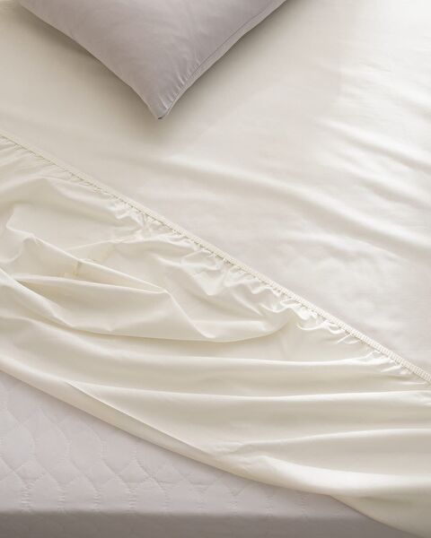 Manon King Size 100% Cotton Ranforce Fitted Sheet - Ecru - 3