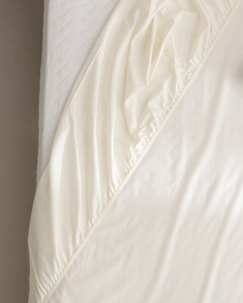 Manon King Size 100% Cotton Ranforce Fitted Sheet - Ecru - 2