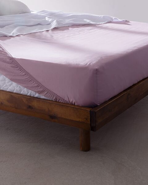 Drap-housse Ranforce 100 % coton King Size Manon - Rose poussiéreux - 0