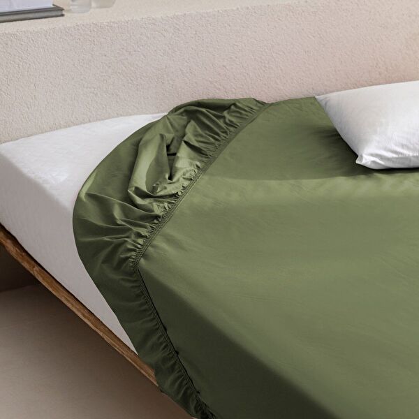 Manon King Size %100 Pamuk Ranforce Lastikli Çarşaf - Haki - 0