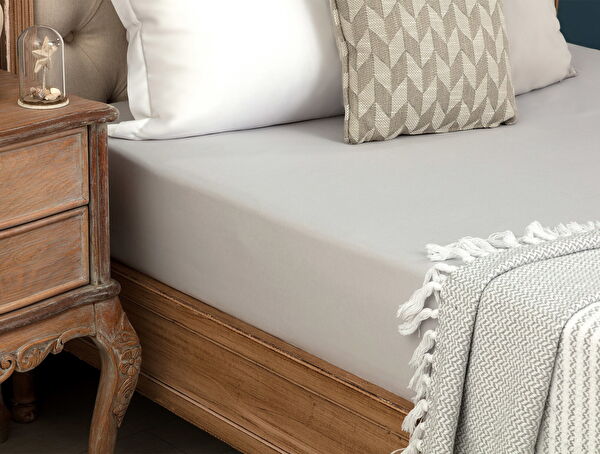 Manon King Size Plus 100% Cotton Ranforce Fitted Sheet - Gray - 0