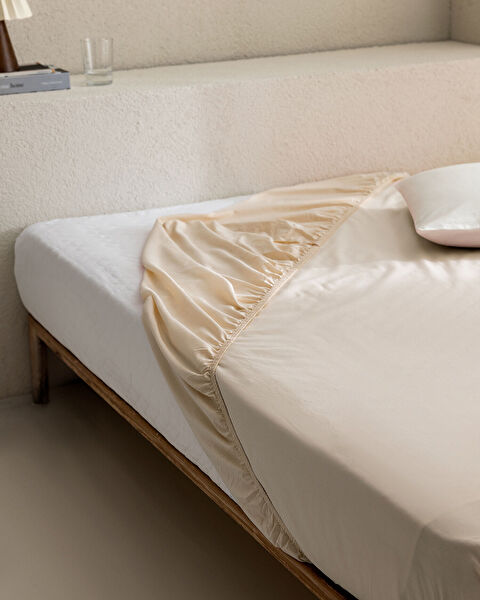 Manon King Size Plus 100% Cotton Ranforce Fitted Sheet - Beige - 0