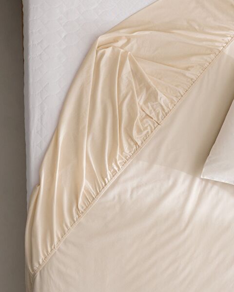 Manon King Size Plus 100% Cotton Ranforce Fitted Sheet - Beige - 2