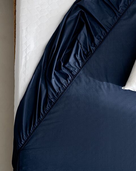 Drap-housse Ranforce 100 % coton King Size Plus Manon - Bleu marine - 3