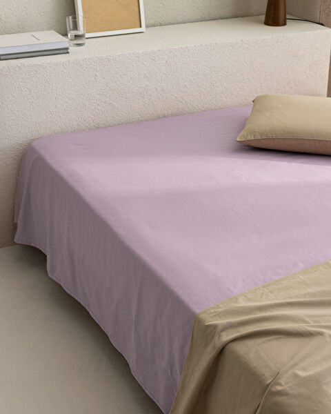 Manon Single 100% Cotton Ranforce Elasticless Sheet - Light Plum - 0