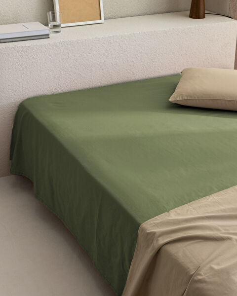 Manon Double 100% Cotton Ranforce Non-Edged Sheet - Khaki - 0