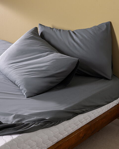 Eloise Spannbettlaken-Set, 100 % Baumwolle, Ranforce, für Doppelbett, Anthrazit - 0