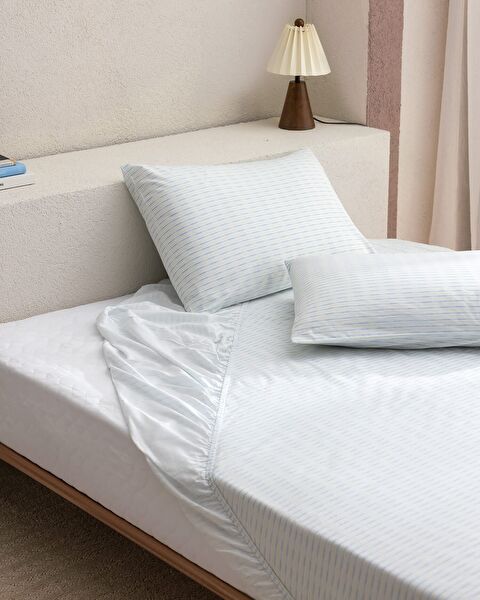 Carlo Double 100% Cotton Printed Ranforce Fitted Sheet Set - Mint Green - 0