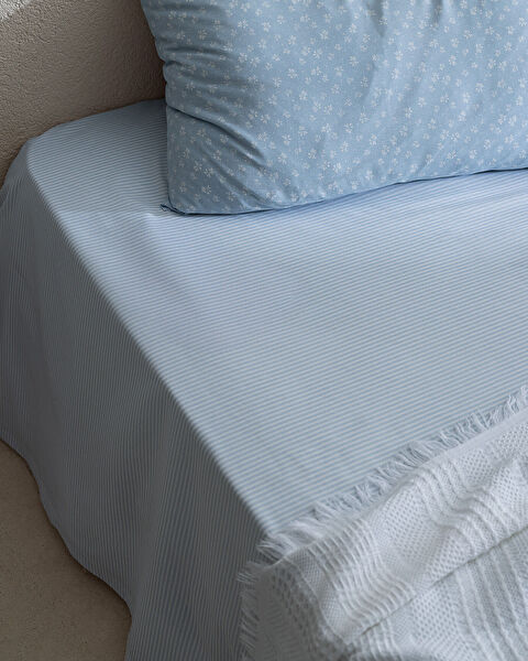 Ensemble de draps simples en coton Marlie - Bleu - 3