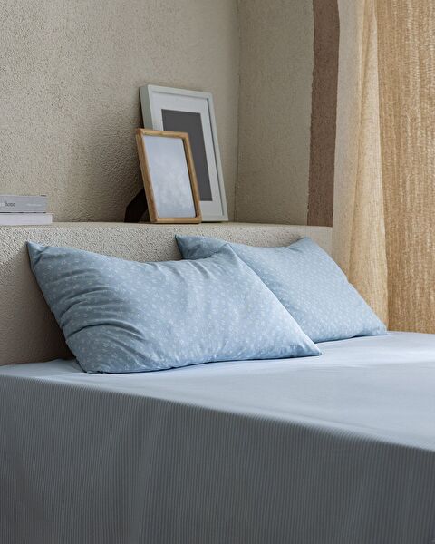 Ensemble de draps simples en coton Marlie - Bleu - 1