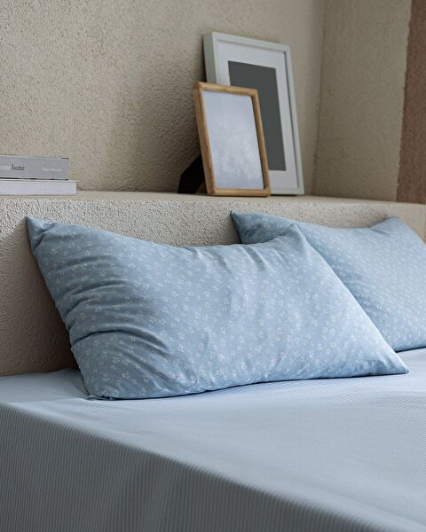 Ensemble de draps simples en coton Marlie - Bleu - 2