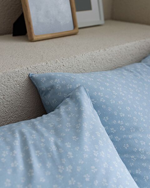 Ensemble de draps simples en coton Marlie - Bleu - 4