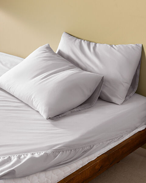 Ensemble de draps-housses Ranforce 100 % coton simple Manon - Gris - 0