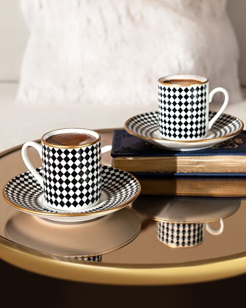 Evorde Bella Coffee Cup Set for 2 People - Black/White - 0