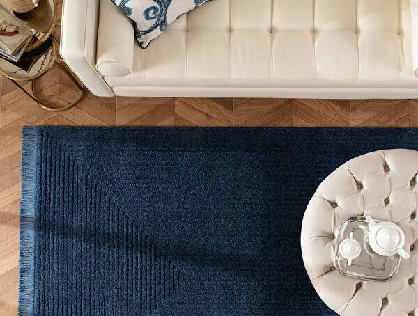Diane Fringed Carpet - Navy Blue - 200x290 cm - 1
