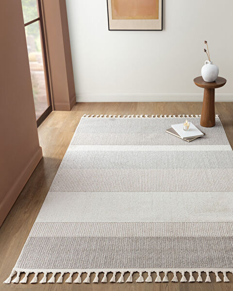 Andray Fringed Carpet - Gray - 155x225 cm - 0