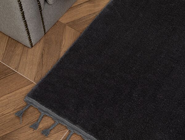 Carol Fringed Carpet - Anthracite - 80x300 cm - 1